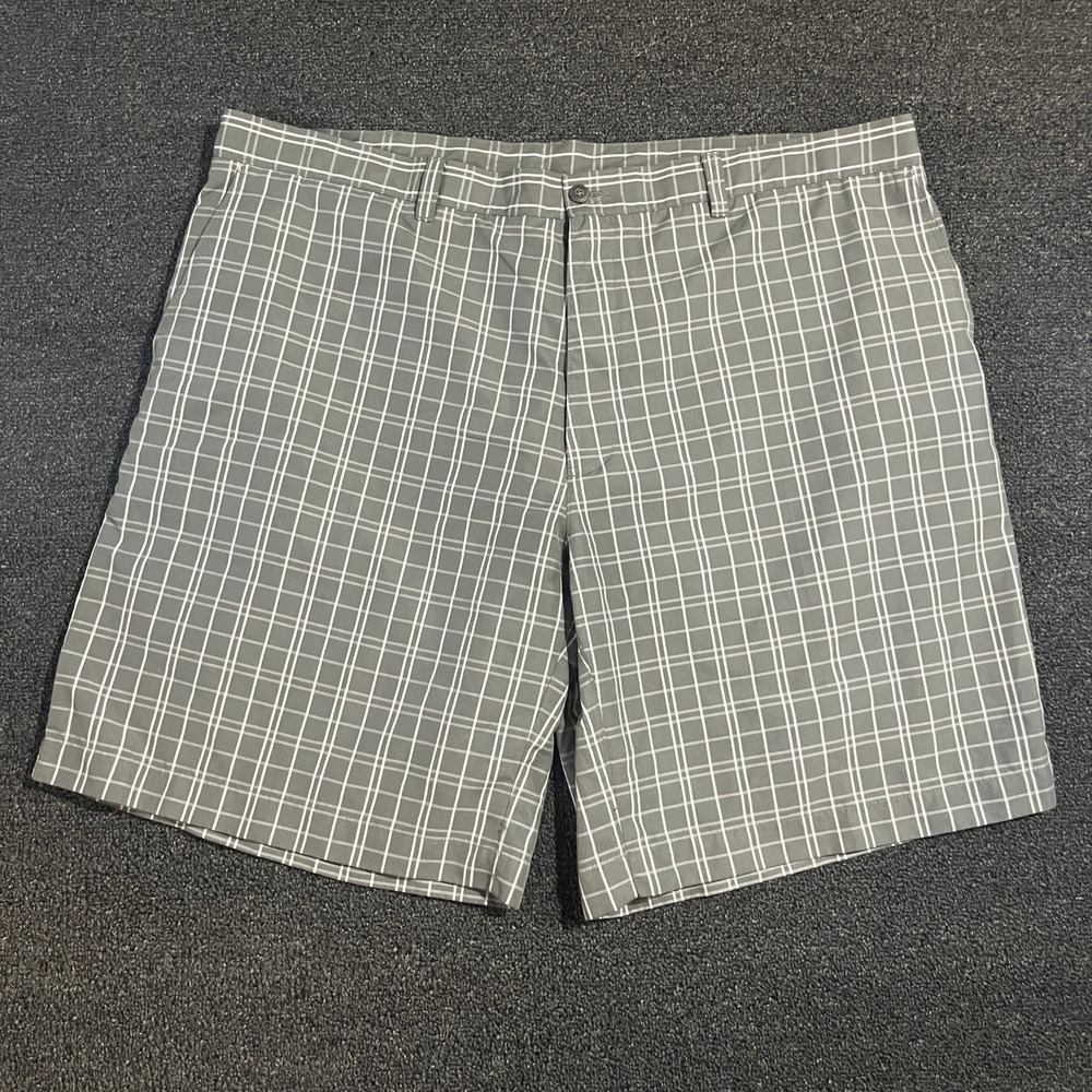 PGA Tour Mens Grey White Plaid Golf Shorts Size 42 Windowpane Performance Active